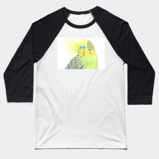 Watercolor green and yellow budgies - parakeet painting portrait with back wash Baseball T-Shirt